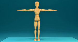 wooden character anatomy 3D model