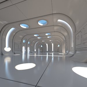 3D model futuristic interior scene