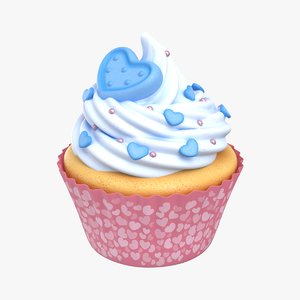 3D cupcake blue heart