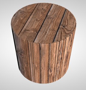 wood burl chair stool 3D model