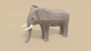 cartoon african elephant 3D