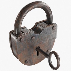 3D padlock old key