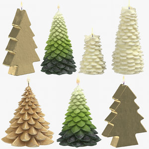 christmas trees shaped candles 3D model