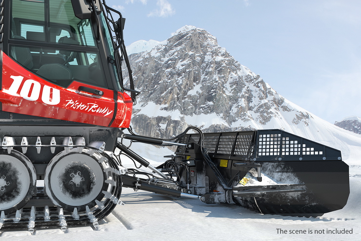 modelo 3d Snowy PistenBully 100 Snowcat con quitanieves TurboSquid