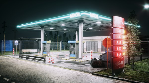 Tankstelle Nachtaufnahme 3d Modell Turbosquid 1401235
