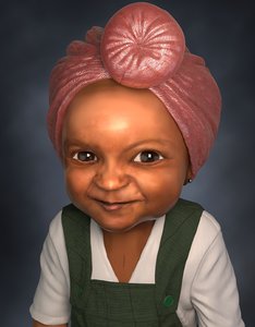 afro-caribbean girl baby toddler 3D