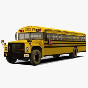 3D model american school bus rigged