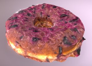 3D model fresh blueberry doughnut plant