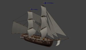 3D brig sailing ship model