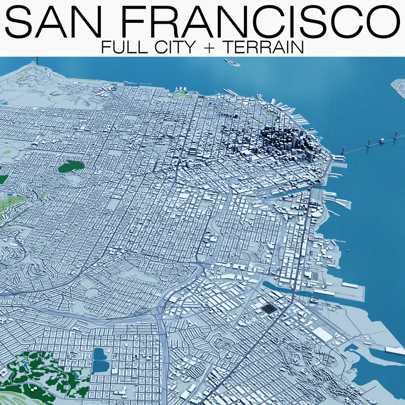 San francisco city terrain 3D model - TurboSquid 1401492