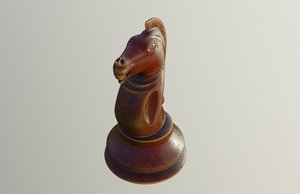 3D knight wooden chess piece