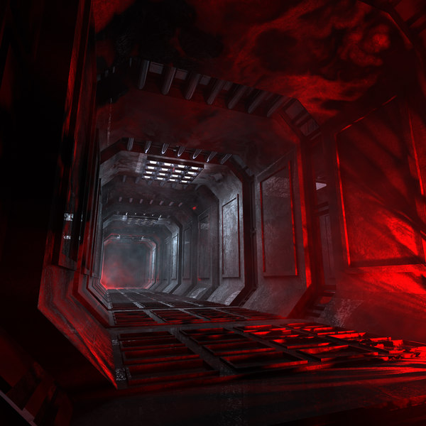 concepts dark futuristic corridor 3D