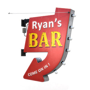 3D retro bar sign model