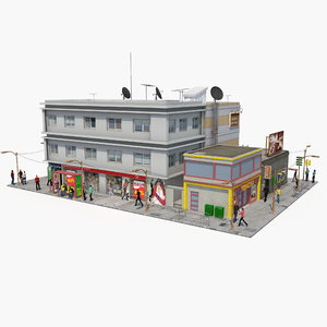 3D realistic populated city block model