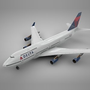 3D model boeing 747-400 delta air lines