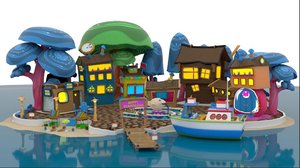 cartoon set house 3D model