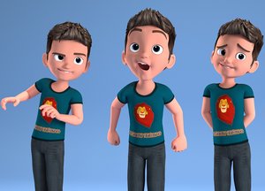 3D toon child - rigged characters model