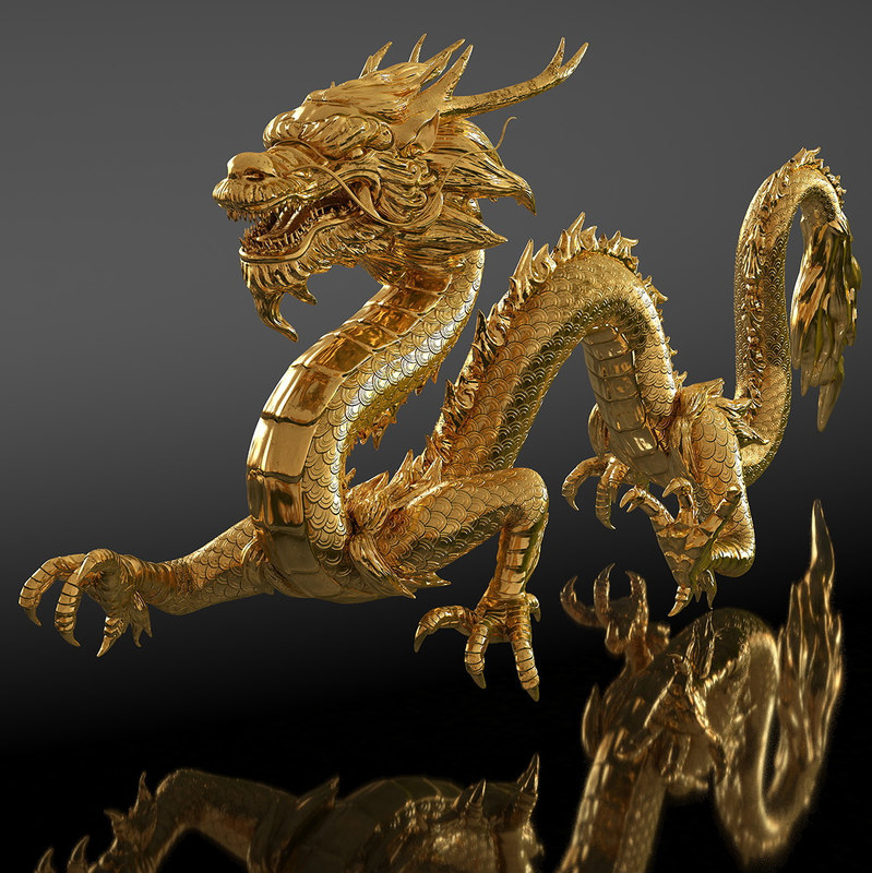 Golden chinese dragon rigged 3D model TurboSquid 1403088