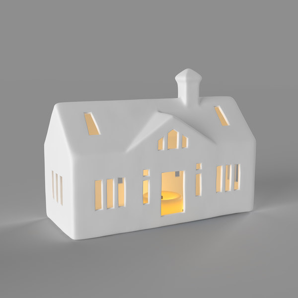 white ranch house candle 3D