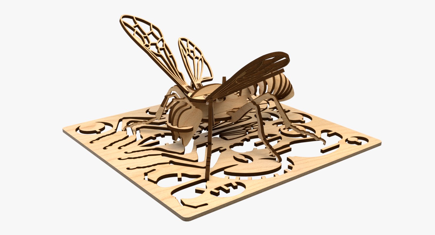 3D bee laser cut puzzle model TurboSquid 1285816