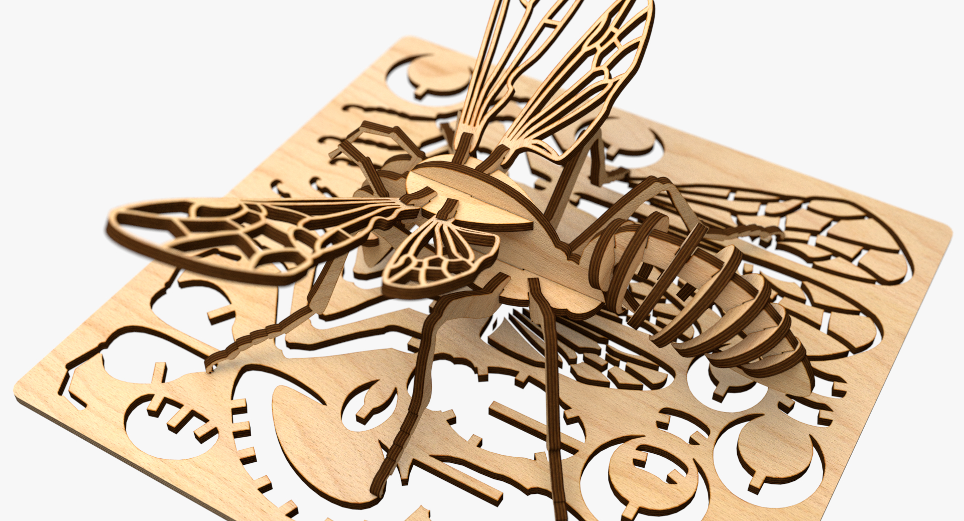 3D bee laser cut puzzle model TurboSquid 1285816