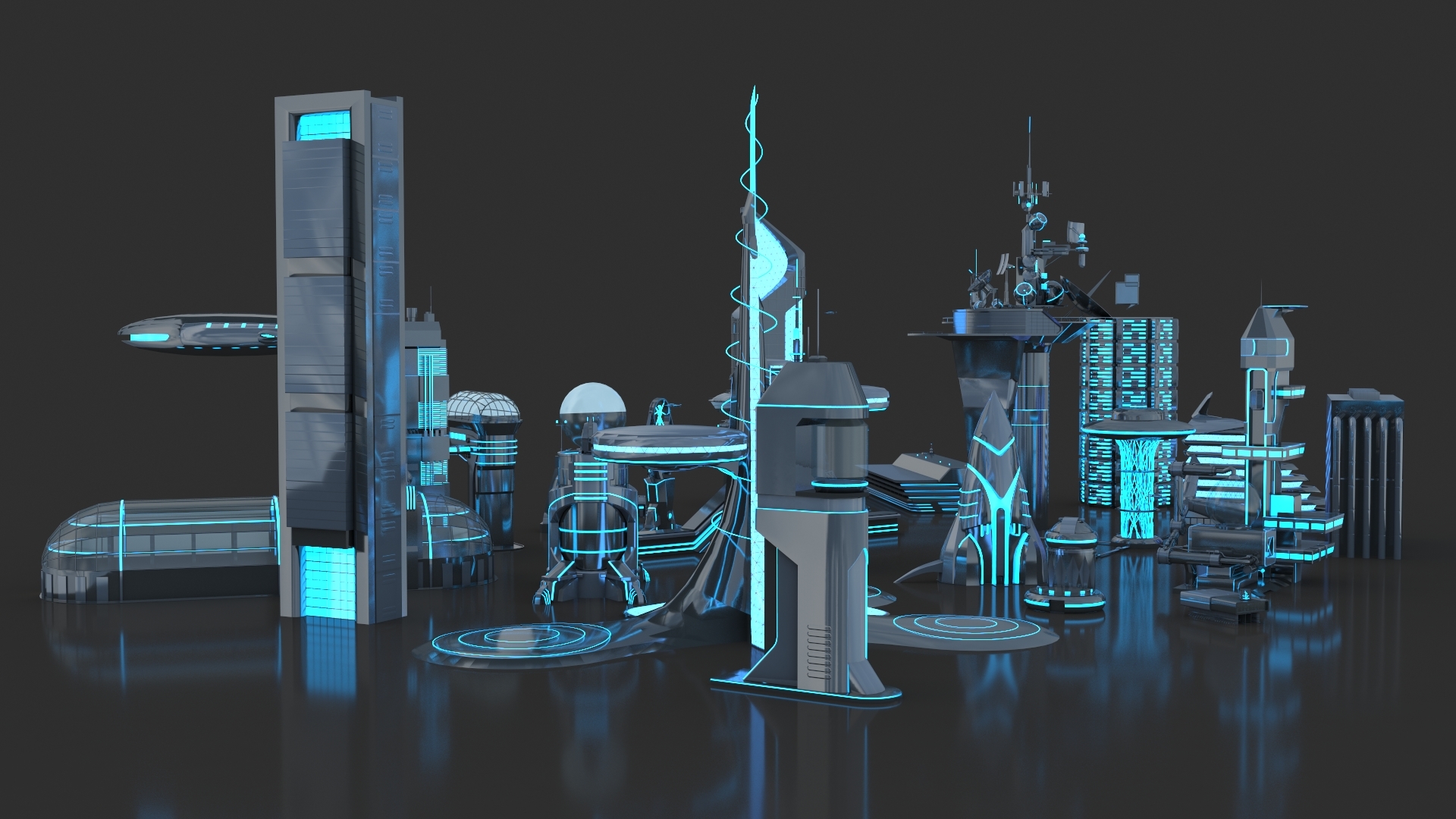 Scifi City архитектура 3d model лазер