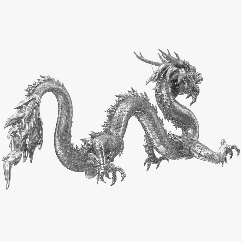 Silver chinese dragon rigged 3D - TurboSquid 1404027