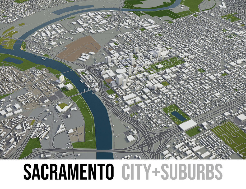 City sacramento surrounding area 3D model TurboSquid 1404119