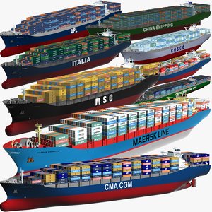 3d container vessels fleet model