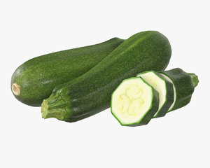 3D zucchini vegetable courgette