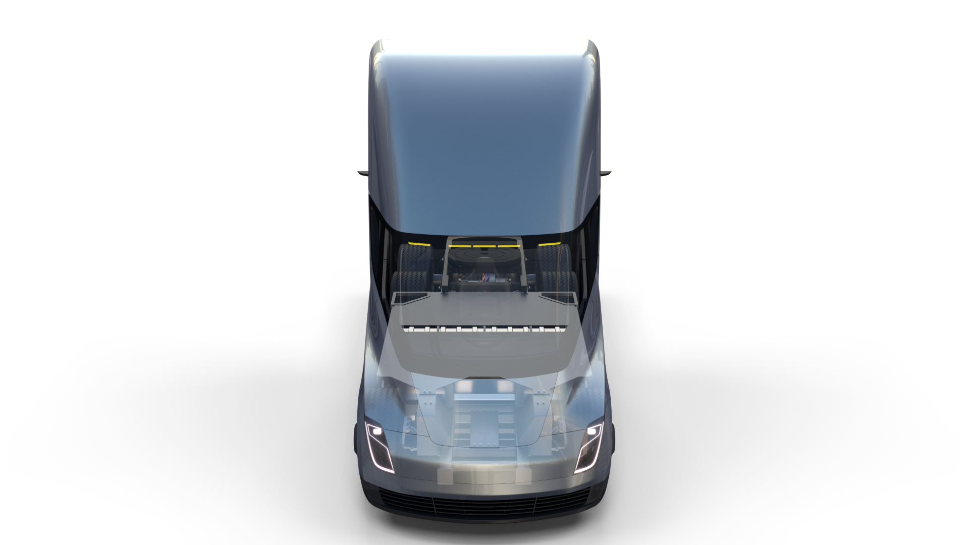 Tesla Truck Mit Chassis Und Interieur Silber