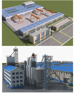 3D factory buildings