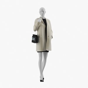 realistic female mannequin coat 3D model