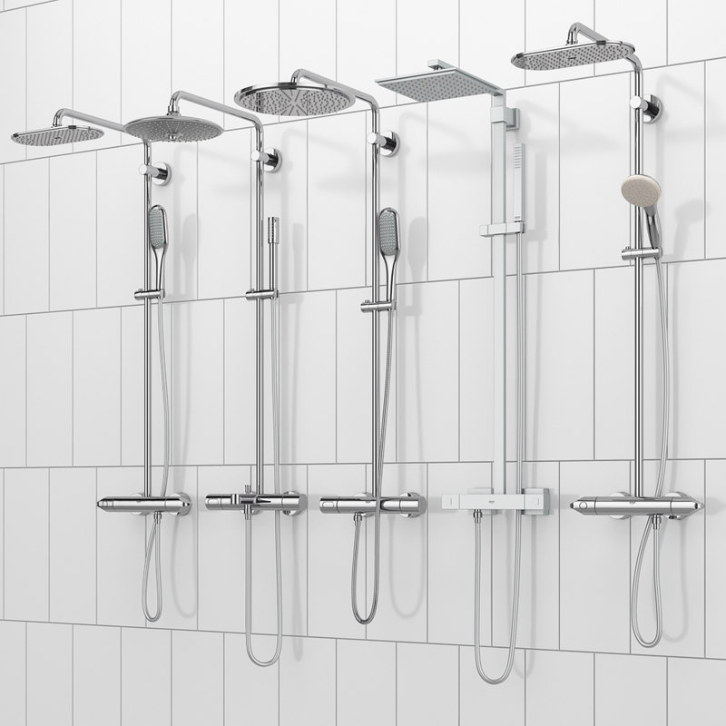 rain sketchup model shower 3d Shower TurboSquid   systems 1405081 grohe 3D rainshower model