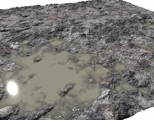 Rocky terrain with puddles and gravel PBR