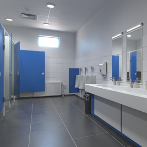 3D model realistic restroom public