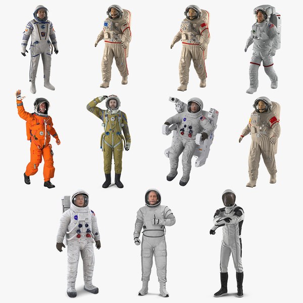 3D astronauts 6 rigged