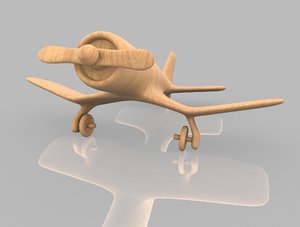 wooden toy airplane 3D model
