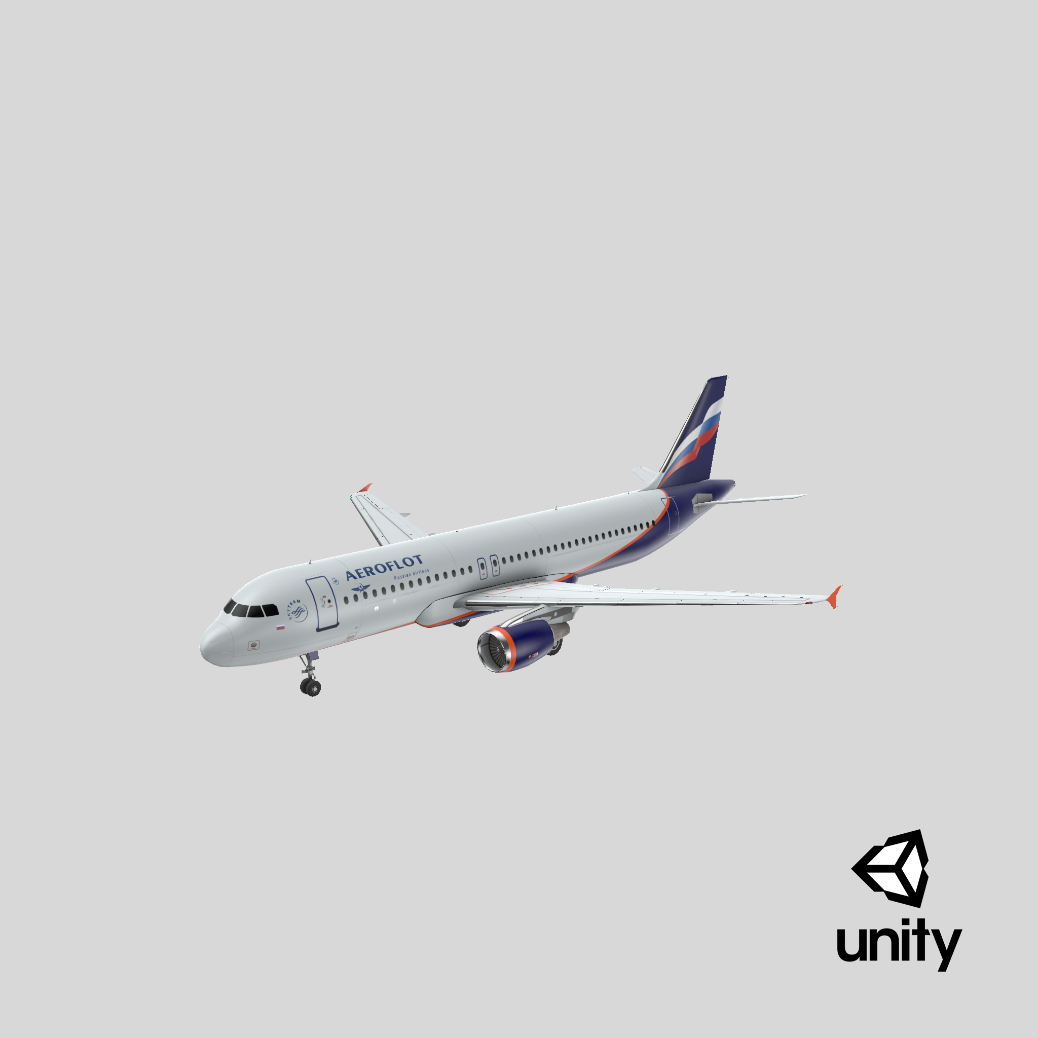 空中客车a320 aeroflot动画3d模型