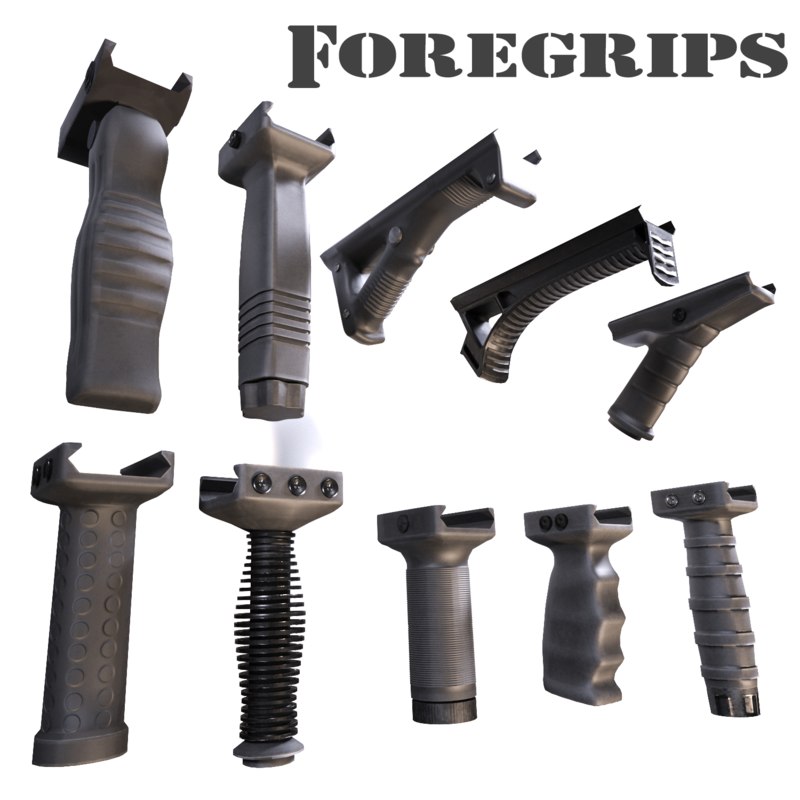 3D model rifle foregrips vertical grips TurboSquid 1407273
