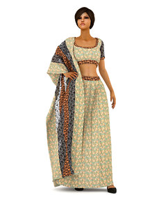 indian lehenga blouse dressing 3D