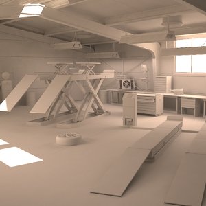 automotive workshop interior - 3D model