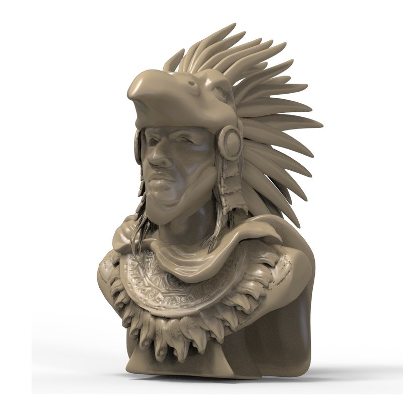 3D aztec warrior bust model TurboSquid 1407595