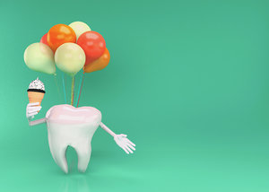 happy tooth character teeth model