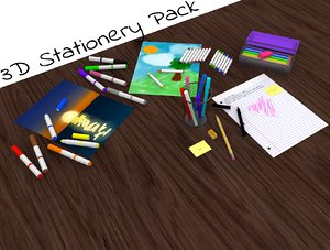 pencil pack stationery 3D model