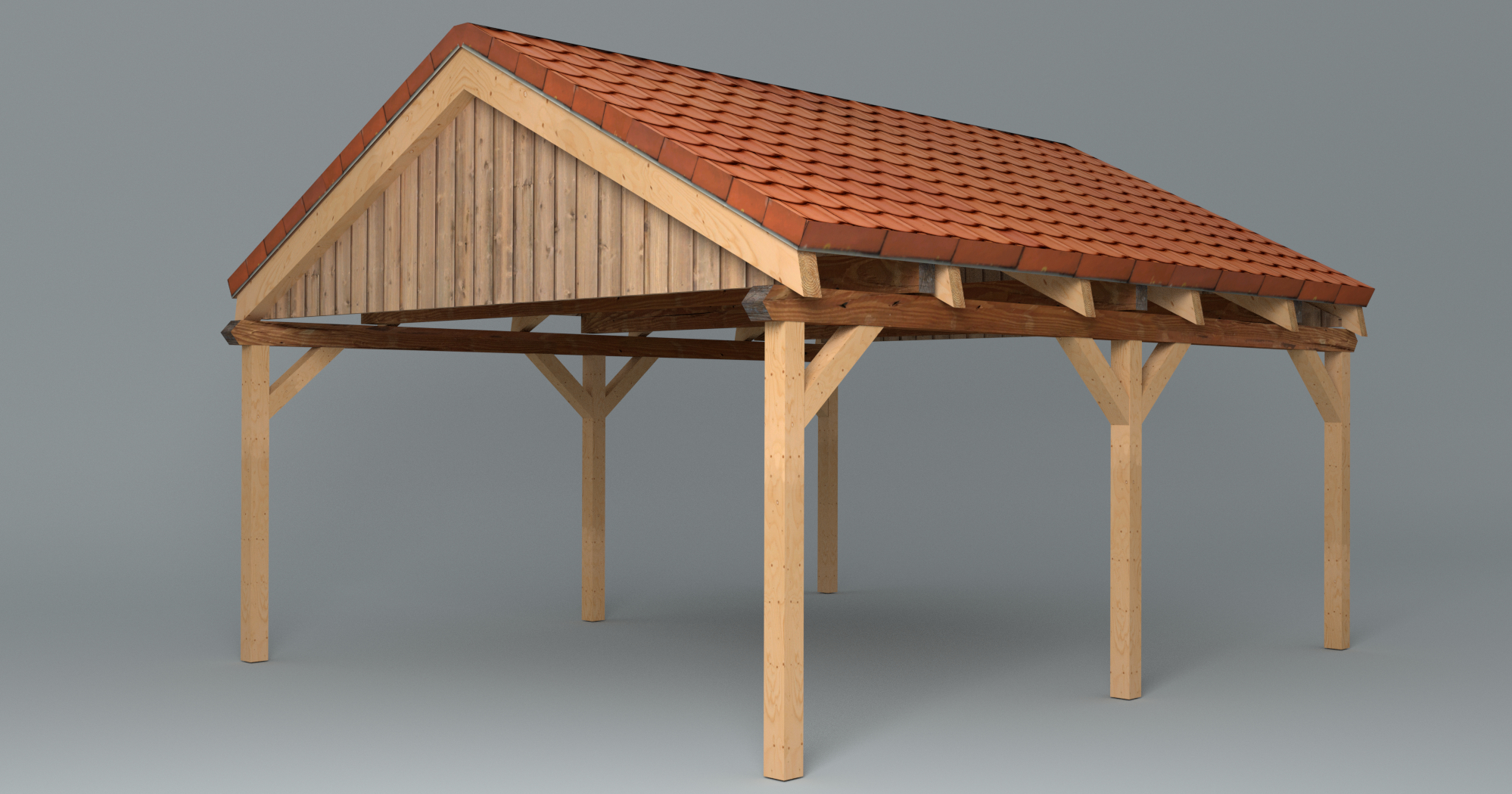 Wooden Carport Saddle Roof 3d Model Turbosquid 1408143