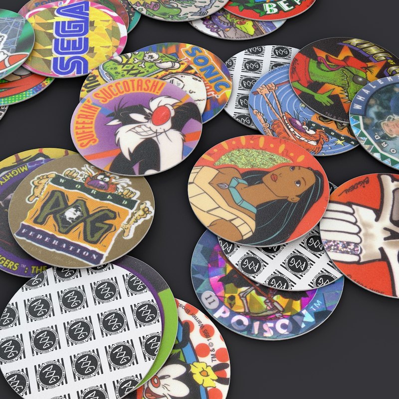 Kids toy pogs 90s 3D model - TurboSquid 1408417