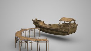 large wooden merchant 3D model