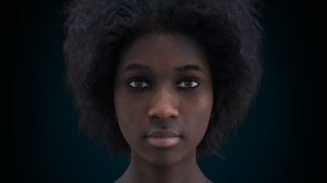 3D female character rig face model