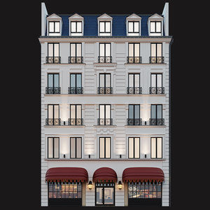 3D classic hotel facade